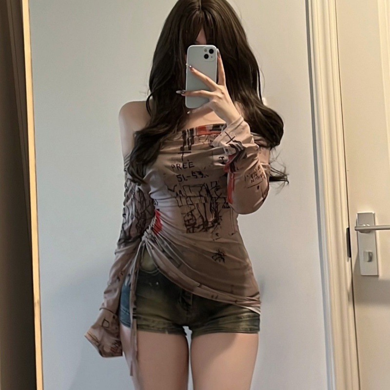 Long-Sleeved T-Shirt Spicy Gir - Screen Top Mesh 评论和价格
