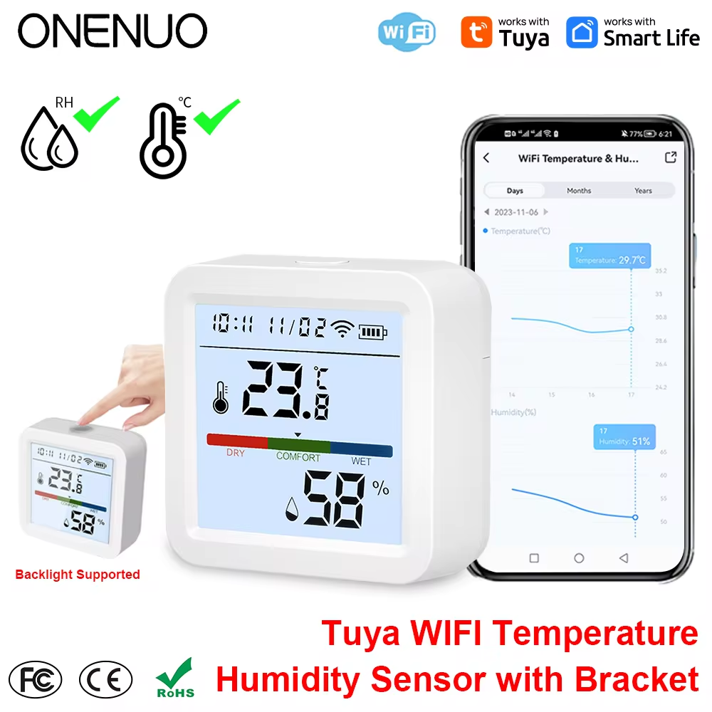 ONENUO Tuya WIFI Temperature H - Digital Hygrometer Probe 评论和价格
