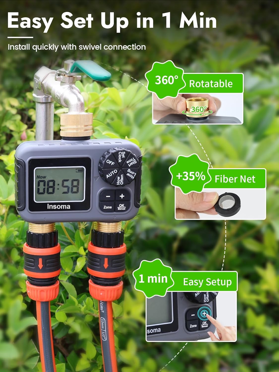 Insoma Smart Irrigation Wateri - Timer Dual Outlet 评论和价格
