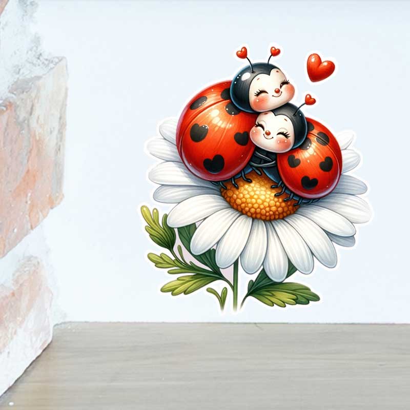 Cute Ladybug Wall Stickers Liv - Pvc Panel Background 评论和价格