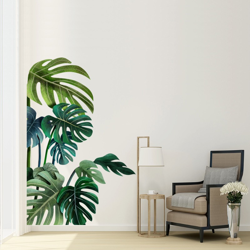 Large Nordic Green Leaf Wall S - Pvc Panel Background 评论和价格