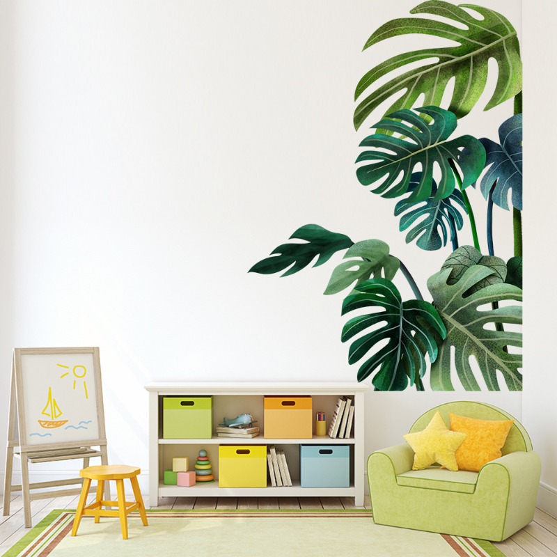 Large Nordic Green Leaf Wall S - Pvc Panel Background 评论和价格