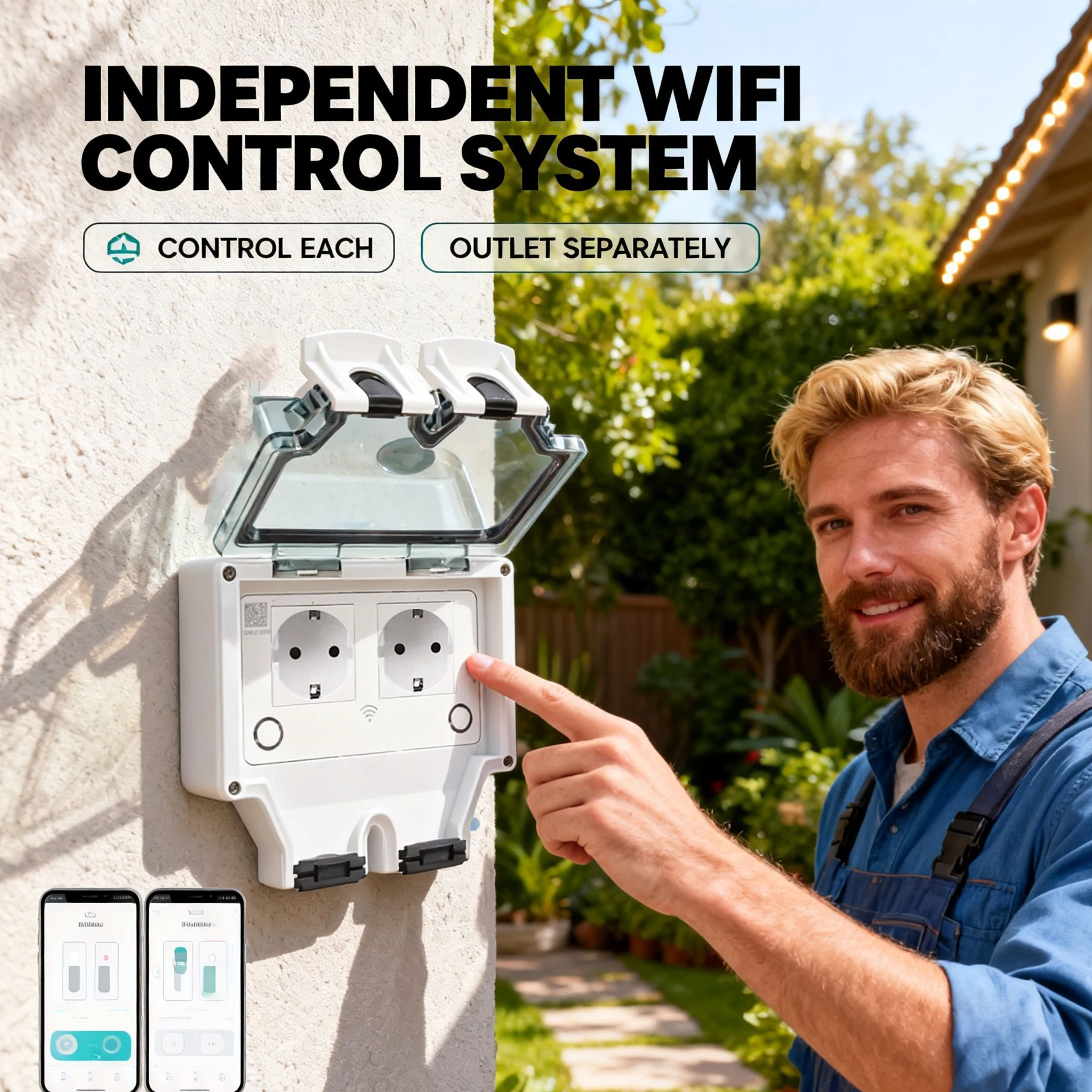 Tuya Waterproof Electrical Wal - Timer Dual Outlet 评论和价格