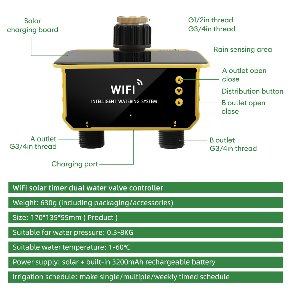 WiFi Solar Timer Dual Water Va - Timer Dual Outlet 评论和价格